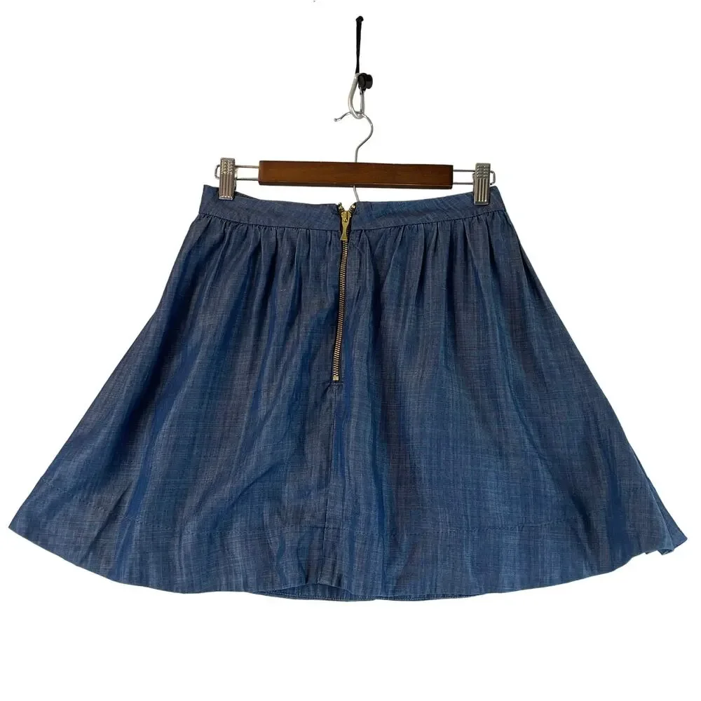 Kate Spade Girls Mini Skirt SZ 14 Chambray Blue Full Zipper Closure EUC💗